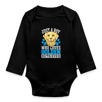 Juste un garçon qui aime le Golden Retriever - Body Bébé bio manches longues - noir - Devant