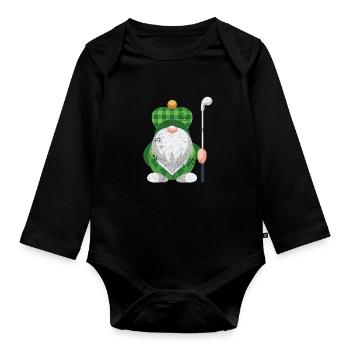 GOLF GNOME DWARF FUNNY KAROW GOLF CLUB MOTIFS - Organic Longsleeve Baby Bodysuit - black - Front