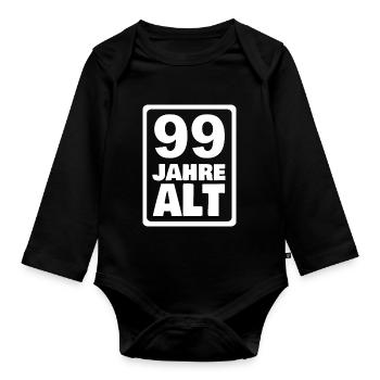 Age 99 - Organic Longsleeve Baby Bodysuit - black - Front
