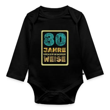 Age 80 - Organic Longsleeve Baby Bodysuit - black - Front