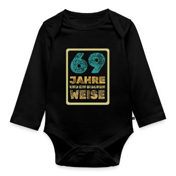 69 - Organic Longsleeve Baby Bodysuit - black - Front