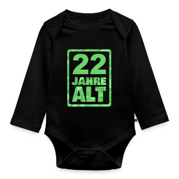 Year 22 - Organic Longsleeve Baby Bodysuit - black - Front