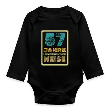 Age 57 - Organic Longsleeve Baby Bodysuit - black - Front