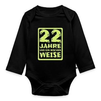 Age 22 - Organic Longsleeve Baby Bodysuit - black - Front