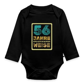 Age 56 - Organic Longsleeve Baby Bodysuit - black - Front