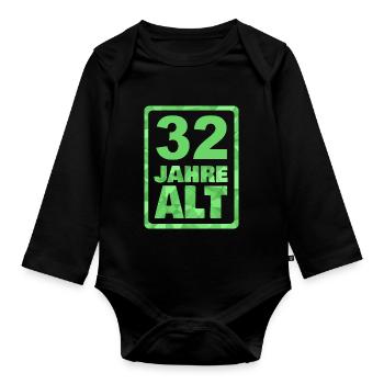 32 - Organic Longsleeve Baby Bodysuit - black - Front