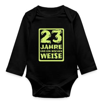 Proverb 23 - Organic Longsleeve Baby Bodysuit - black - Front