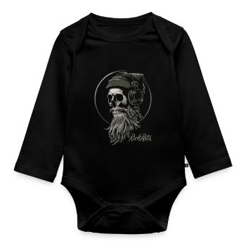 Bear man - Organic Longsleeve Baby Bodysuit - black - Front