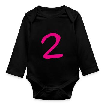 2 in pink - Organic Longsleeve Baby Bodysuit - black - Front