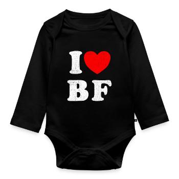 J’aime BF J’aime mon petit ami - Body Bébé bio manches longues - noir - Devant