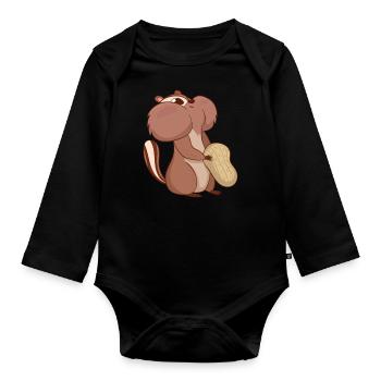 Chipmunk Streifenhörnchen - Organic Longsleeve Baby Bodysuit - black - Front