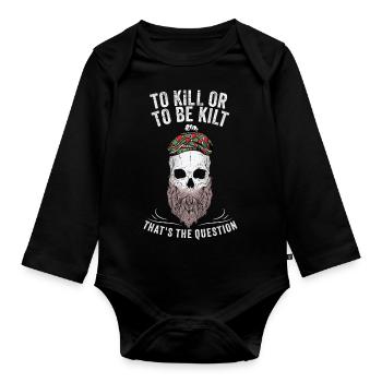 Schottischer Kilt Tracht - Schottenrock Schottland - Baby Bio-Langarm-Body - Schwarz - Vorne