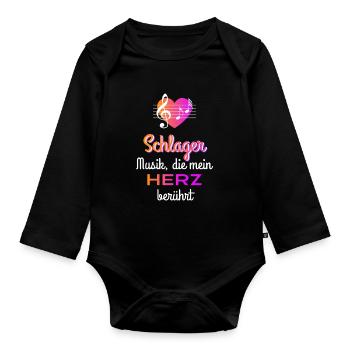 Schlager Musik die mein Herz berührt - Baby Bio-Langarm-Body - Schwarz - Vorne