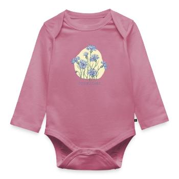 bleuet, dessin botanique - Body Bébé bio manches longues - mauve - Devant