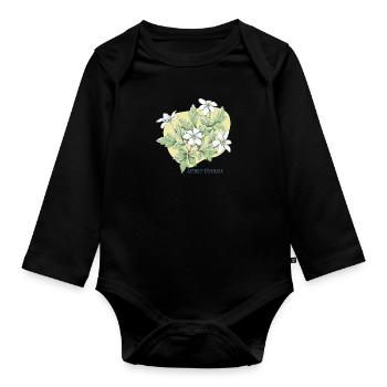 Botanische Zeichnung des Anemonenbaums - Baby Bio-Langarm-Body - Schwarz - Vorne