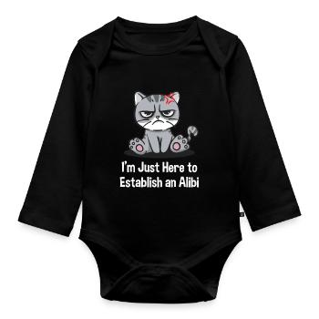 Ich bin nur hier, um ein Alibi zu schaffen Lustige - Baby Bio-Langarm-Body - Schwarz - Vorne