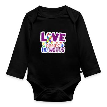 L’AMOUR N’A PAS BESOIN DE MOTS AUTISME DICTONS AUTISTES - Body Bébé bio manches longues - noir - Devant