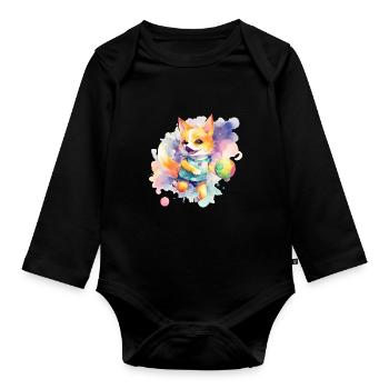 Chien japonais Shiba Inu Ball Sport - Body Bébé bio manches longues - noir - Devant