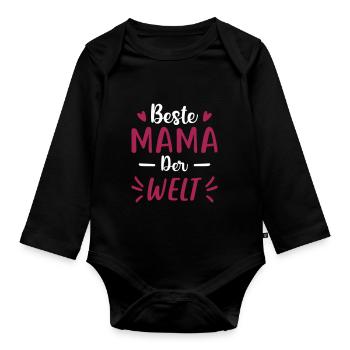 Beste Mama der Welt - Baby Bio-Langarm-Body - Schwarz - Vorne