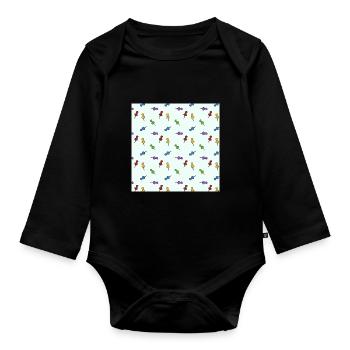 Papiernadelmuster - Zurück in die Schule 2022 / 20 - Baby Bio-Langarm-Body - Schwarz - Vorne