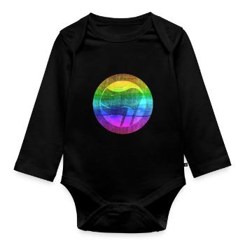 Flag Rainbow against Fascism - Organic Longsleeve Baby Bodysuit - black - Front
