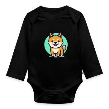 Dog Shiba Inu Japanese dog breed - Organic Longsleeve Baby Bodysuit - black - Front