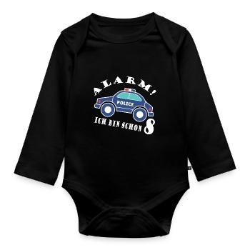 Alarm ich bin schon 8 Polizei - Baby Bio-Langarm-Body - Schwarz - Vorne