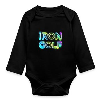 IRON GOLF 80s 90s NEON GOLFEUR RÉTRO DICTON MOTIFS - Body Bébé bio manches longues - noir - Devant