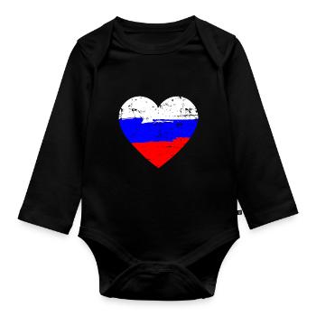 Drapeau du cœur de la Russie - Body Bébé bio manches longues - noir - Devant