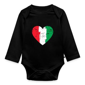 Italy Heart Flag - Organic Longsleeve Baby Bodysuit - black - Front