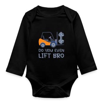Stapler Spruch Gabelstapler Geschenk Lagerist - Baby Bio-Langarm-Body - Schwarz - Vorne
