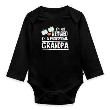 Cadeau de retraite de grand-père professionnel à la retraite - Body Bébé bio manches longues - noir - Devant
