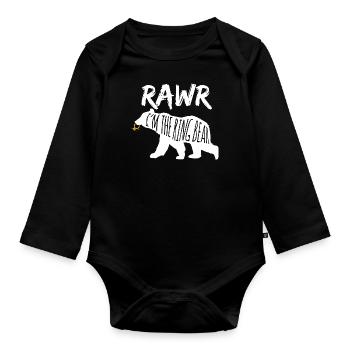 Rawr Ich bin der Ringbär Ringträger Hochzeitsgeschenk - Baby Bio-Langarm-Body - Schwarz - Vorne
