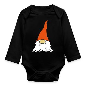 Wichtel Zwerg lustig süß Vector Design - Baby Bio-Langarm-Body - Schwarz - Vorne