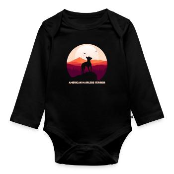 American Hairless Terrier Dog - Organic Longsleeve Baby Bodysuit - black - Front