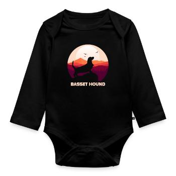 Basset Hound - Baby Bio-Langarm-Body - Schwarz - Vorne