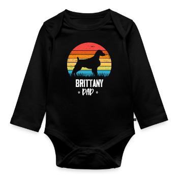 Brittany Spaniel Epagneul Breton Dog - Organic Longsleeve Baby Bodysuit - black - Front