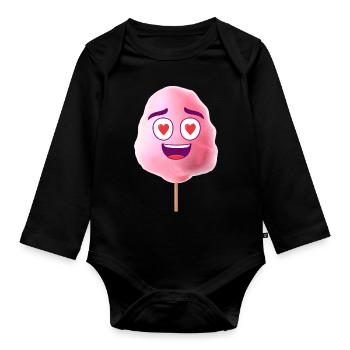Zuckerwatte Rosa - Baby Bio-Langarm-Body - Schwarz - Vorne