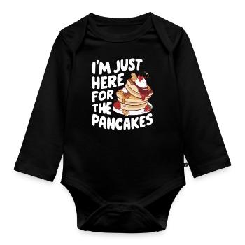 Pancakes Breakfast Food Pancake - Organic Longsleeve Baby Bodysuit - black - Front