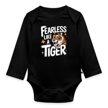 Tiger Tier Zoo Wildtier - Baby Bio-Langarm-Body - Schwarz - Vorne
