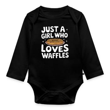 Waffeln Frühstück Süßigkeiten - Baby Bio-Langarm-Body - Schwarz - Vorne