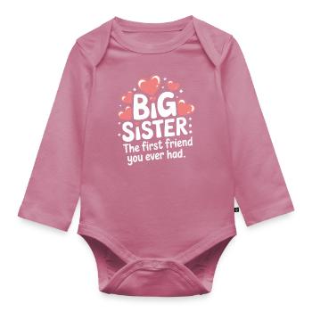 Sister Sibling Family - Organic Longsleeve Baby Bodysuit - mauve - Front