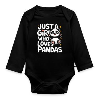 Pandabär Panda Tier Pandas - Baby Bio-Langarm-Body - Schwarz - Vorne