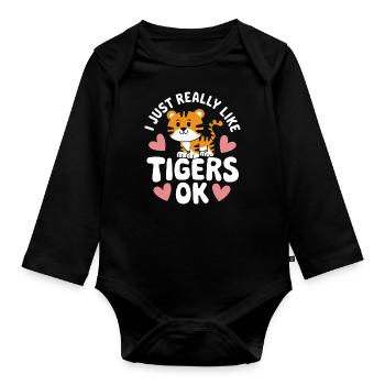 Tiger Tier Zoo Wildtier - Baby Bio-Langarm-Body - Schwarz - Vorne