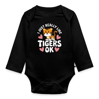Tiger Tier Zoo Wildtier - Baby Bio-Langarm-Body - Schwarz - Vorne