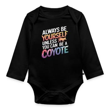 Kojote Tier Lustig - Baby Bio-Langarm-Body - Schwarz - Vorne