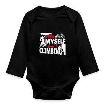 Bouldern klettern Felsklettern Climber Climbing - Baby Bio-Langarm-Body - Schwarz - Vorne