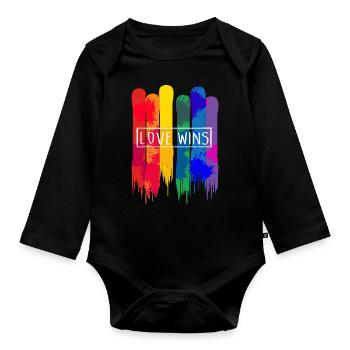 L'amour gagne les LGBT - Body Bébé bio manches longues - noir - Devant