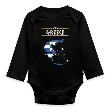 Grèce drapeau europe athènes crète kos eu - Body Bébé bio manches longues - noir - Devant