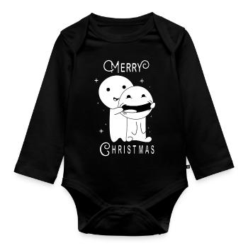 Merry Christmas - Organic Longsleeve Baby Bodysuit - black - Front